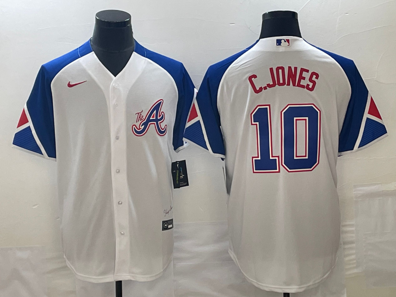 Men's Atlanta Braves Chipper Jones #10 White 2023 City Connect Jersey